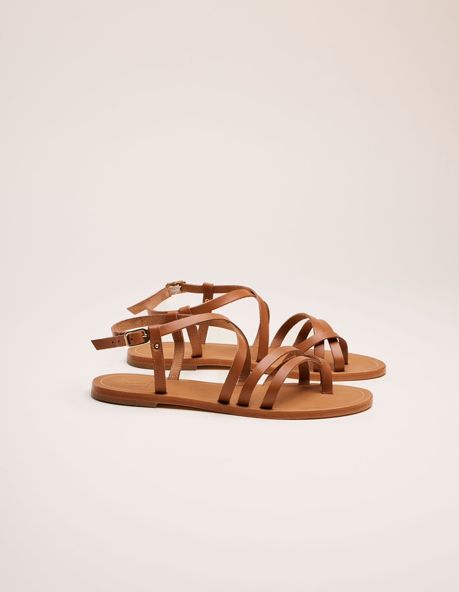 Sandals Alba - Cognac leather