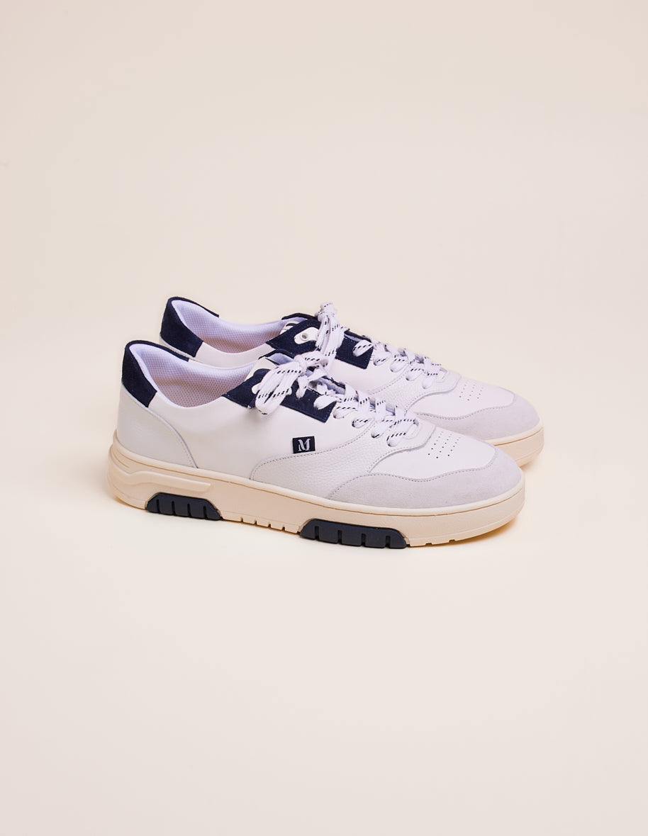 Low-top trainers Albert - White & navy leather and suede