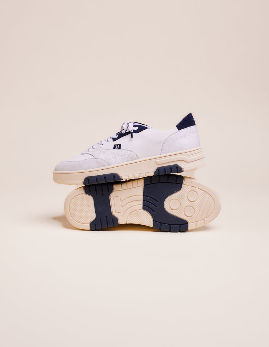 Low-top trainers Albert - White & navy leather and suede