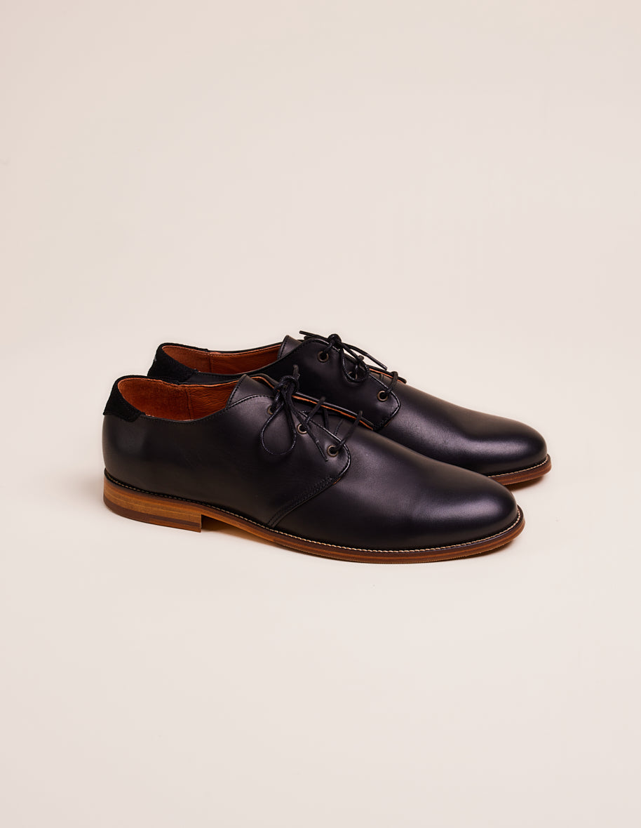 Derbies Alphonse - Cuir noir et moucheté