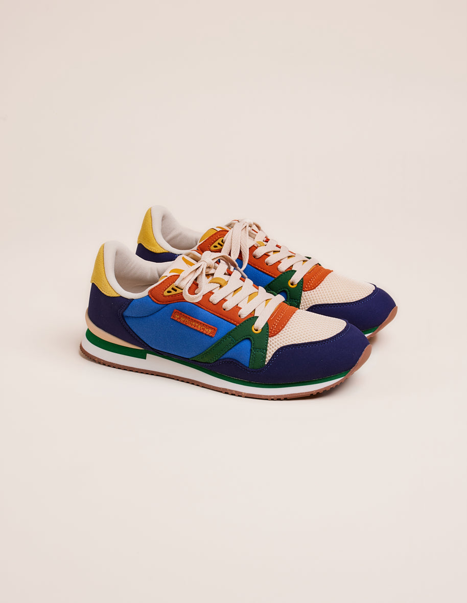 Low-top trainers André - Navy beige orange