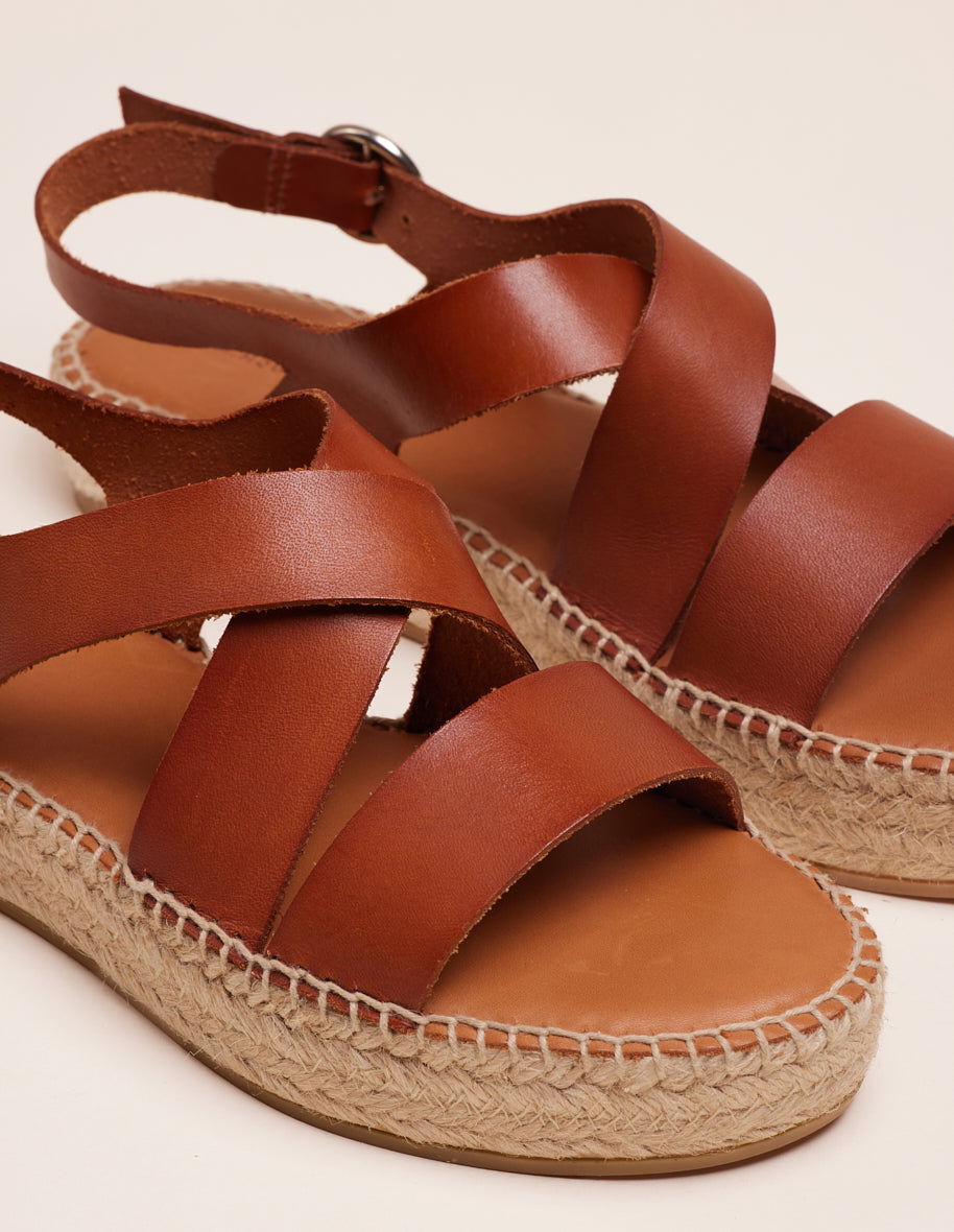 Espadrilles plates Chantal Cuir cognac