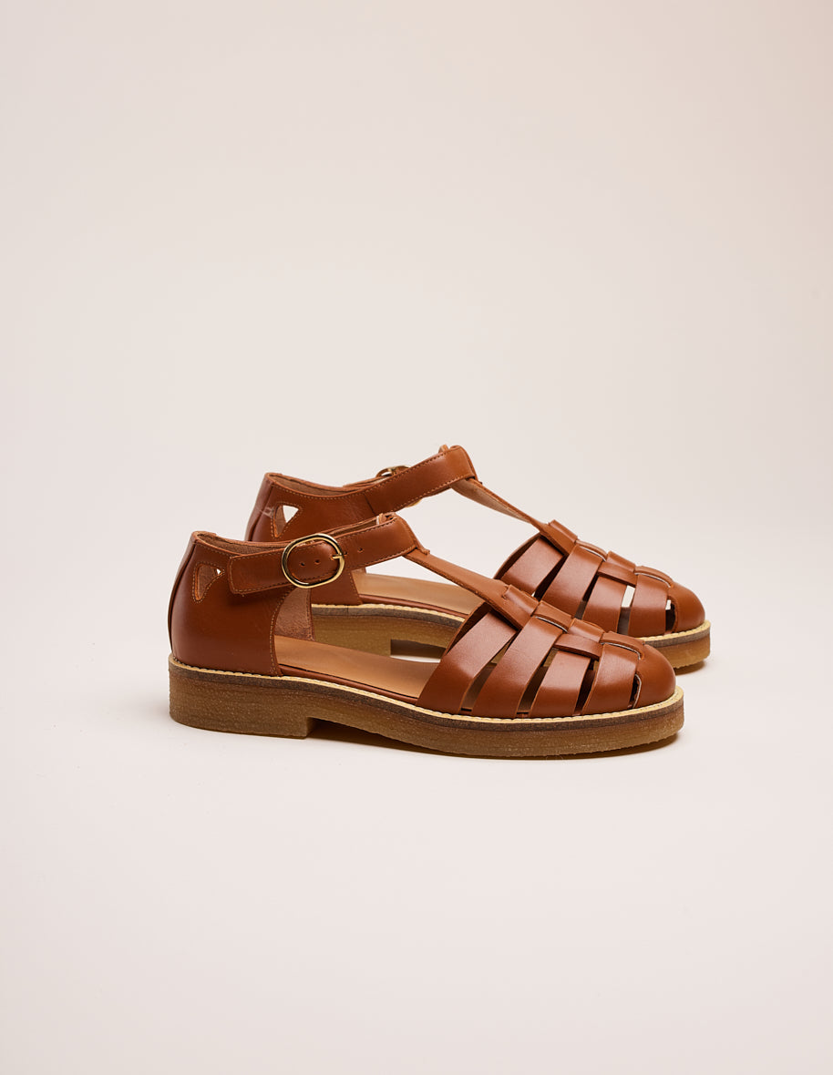 Sandales Charlie - Cuir cognac