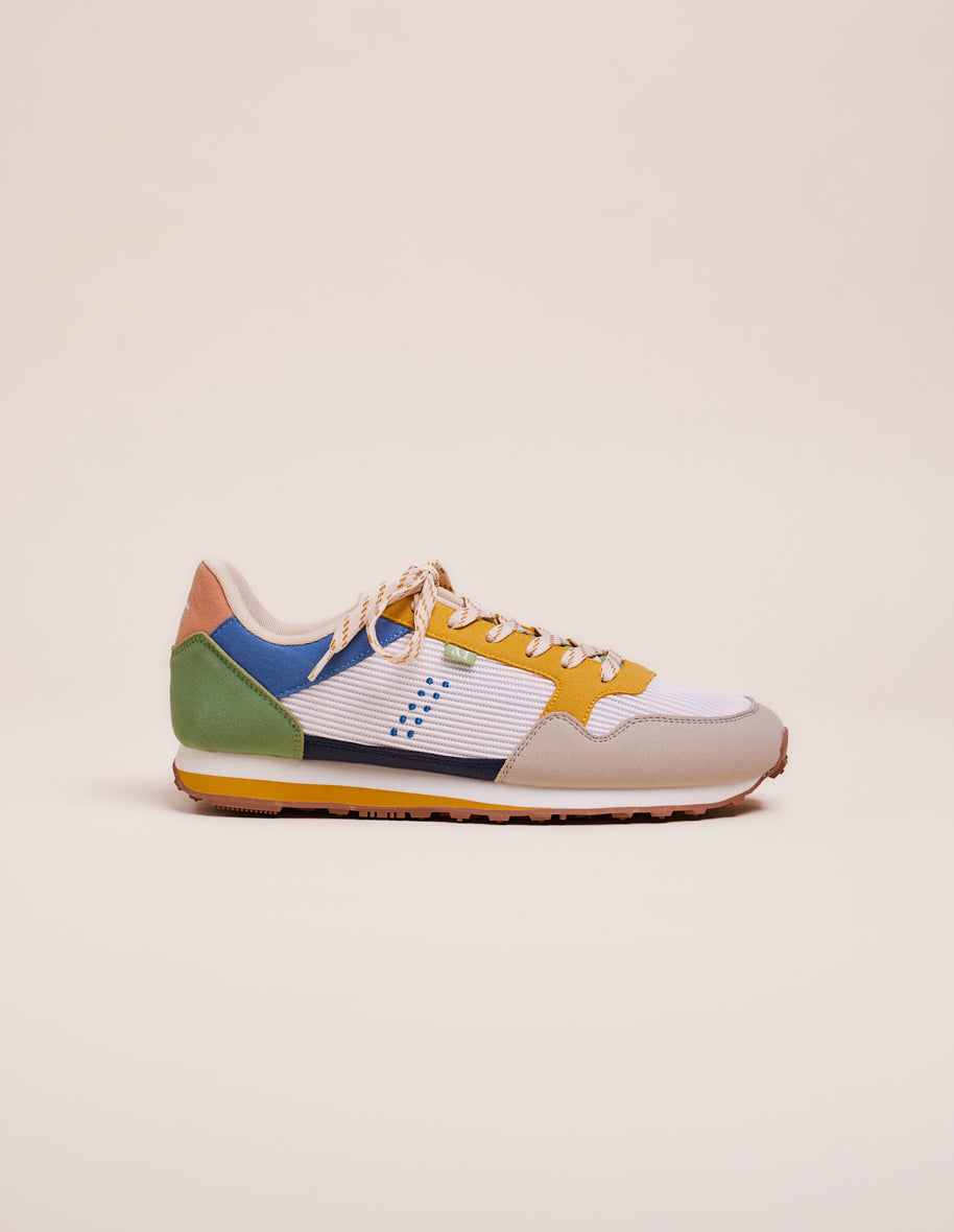 Low-top trainers Gabriel - Light grey, white and mustard vegan suede and mesh