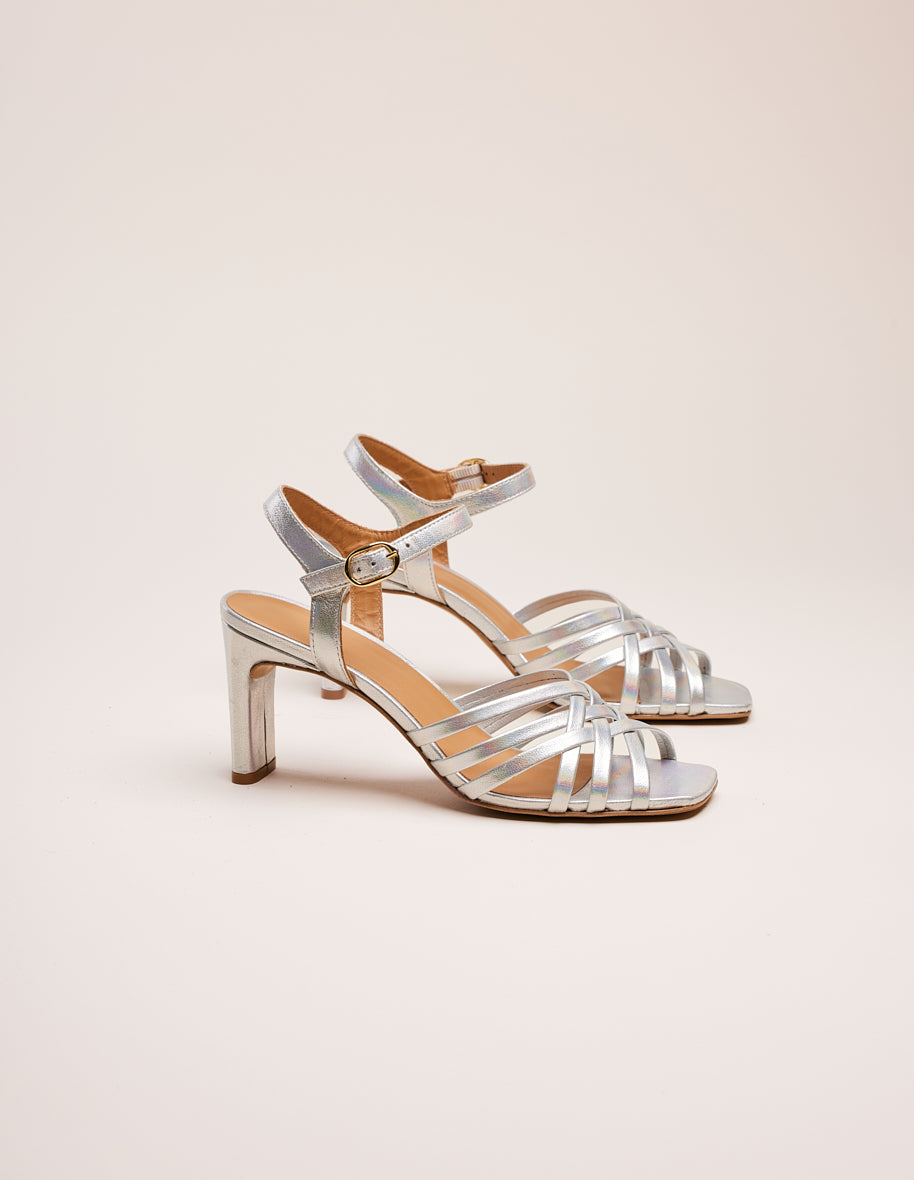 Heeled sandals Lise - Iridescent leather