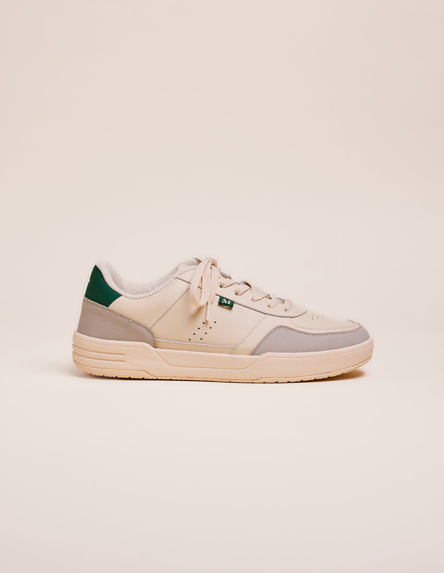 Low-top trainers Mael - Recycled leather and vegan suede fir ecru