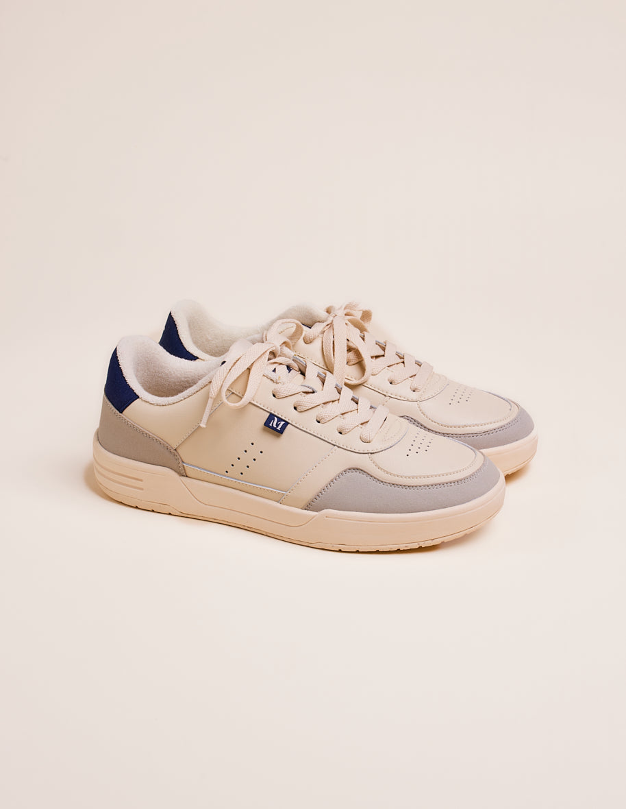 Low-top trainers Mael - Recycled leather and vegan suede navy blue