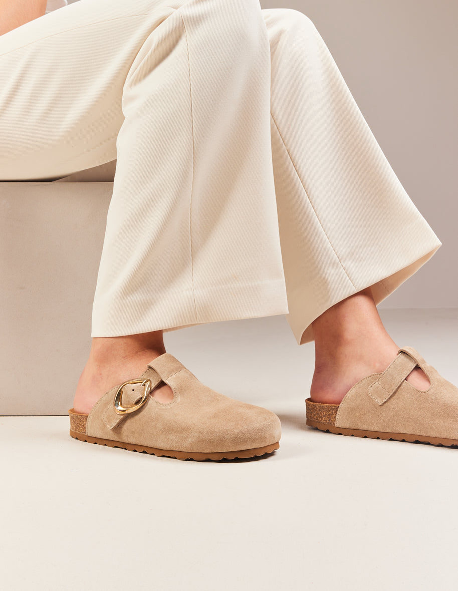 Matilda Mules - Taupe suede