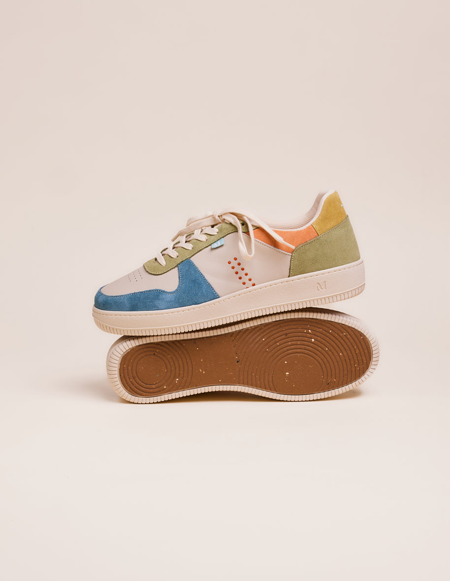 Low-top trainers Maxence H - Slate, ecru and pistachio suede and leather