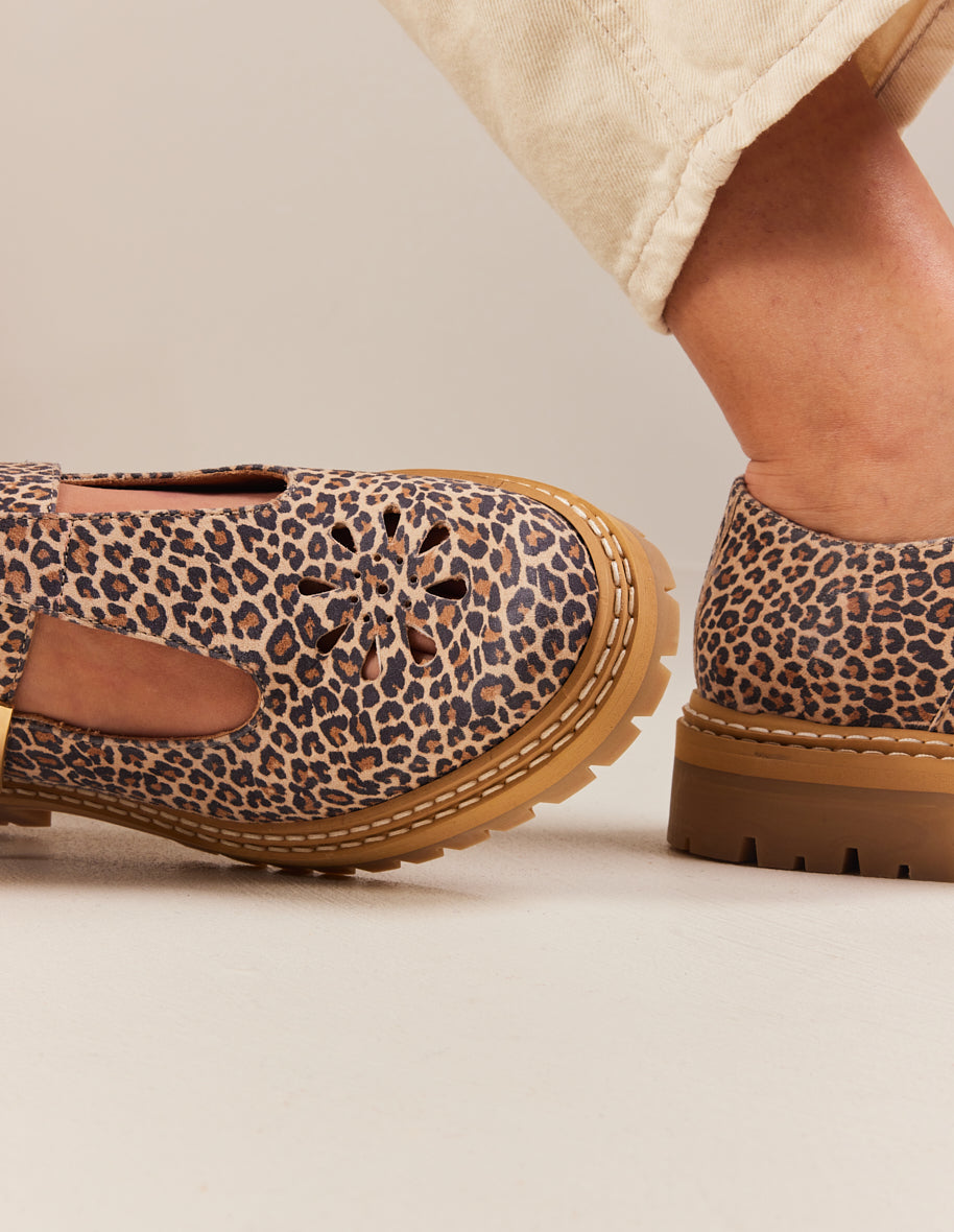 Derbies Romane Ajouree Cuir leopard