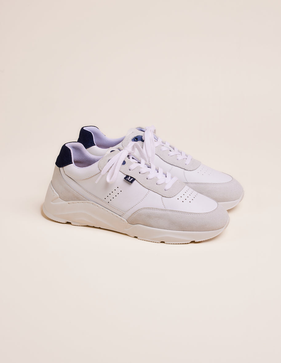 Low-top trainers Stanislas - Navy white leather and suede