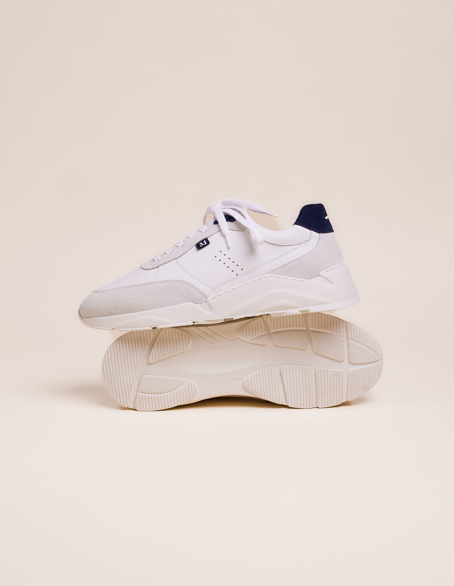 Low-top trainers Stanislas - Navy white leather and suede