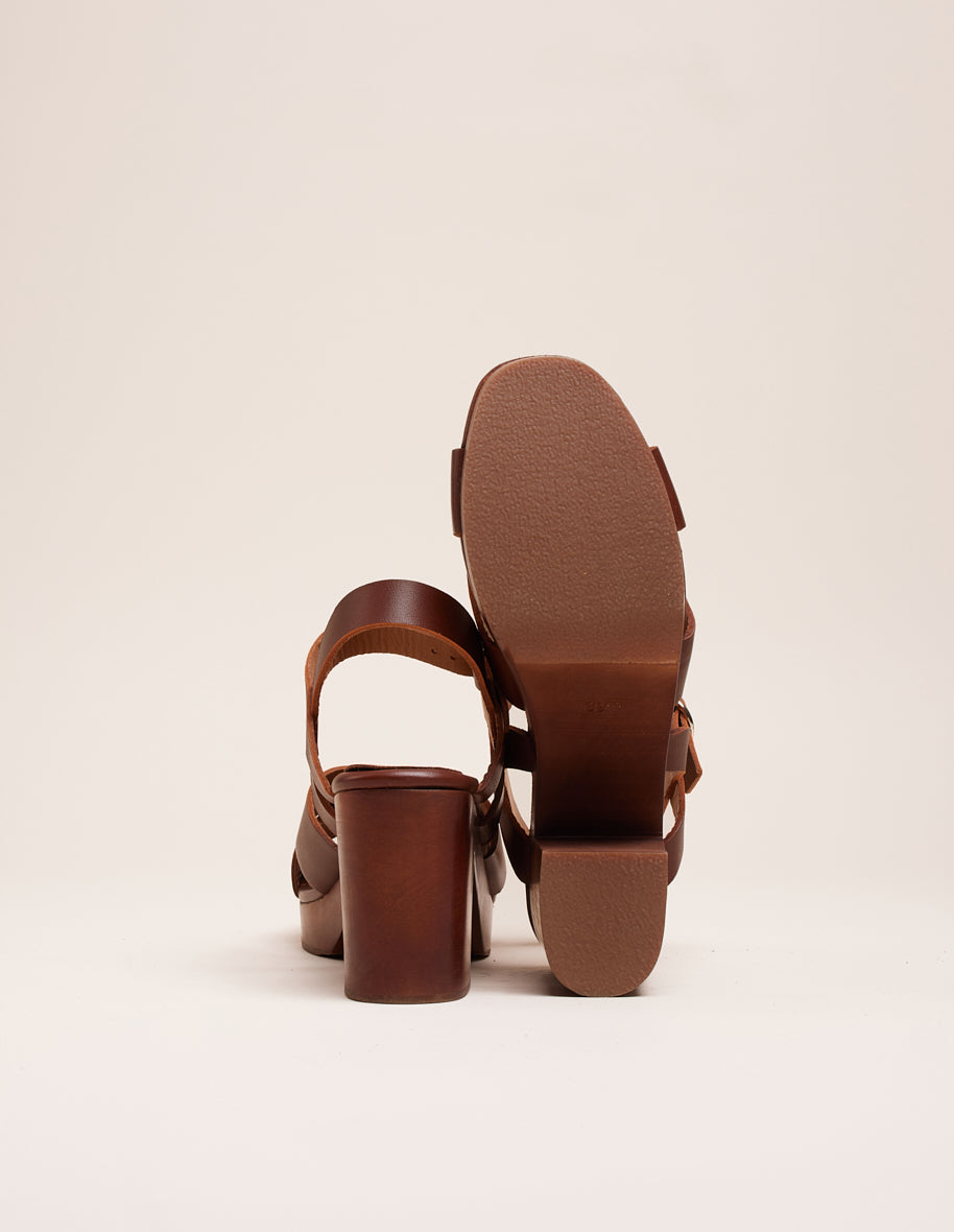 Heeled sandals Véra - Brown leather