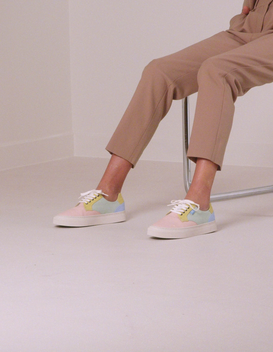 Low-top trainers Alexandra - Pink lemon water green canvas