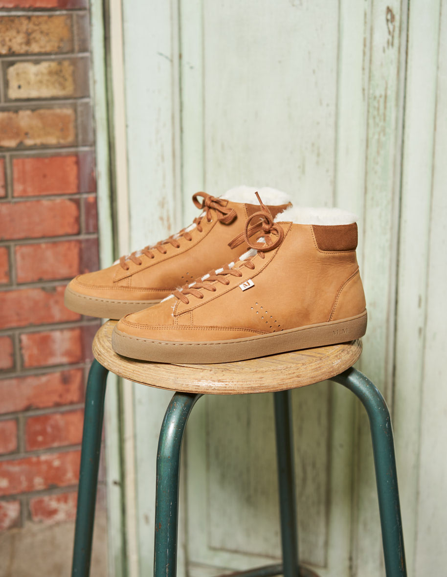 Baskets montantes Alexis - Cuir pull up terracotta fourré