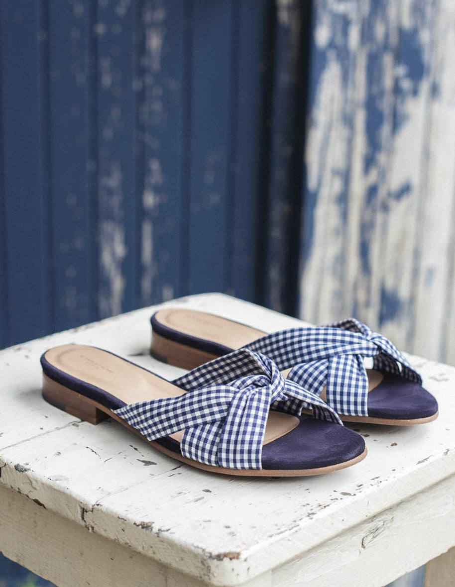 Antoinette sandals - Vichy Marine fabric