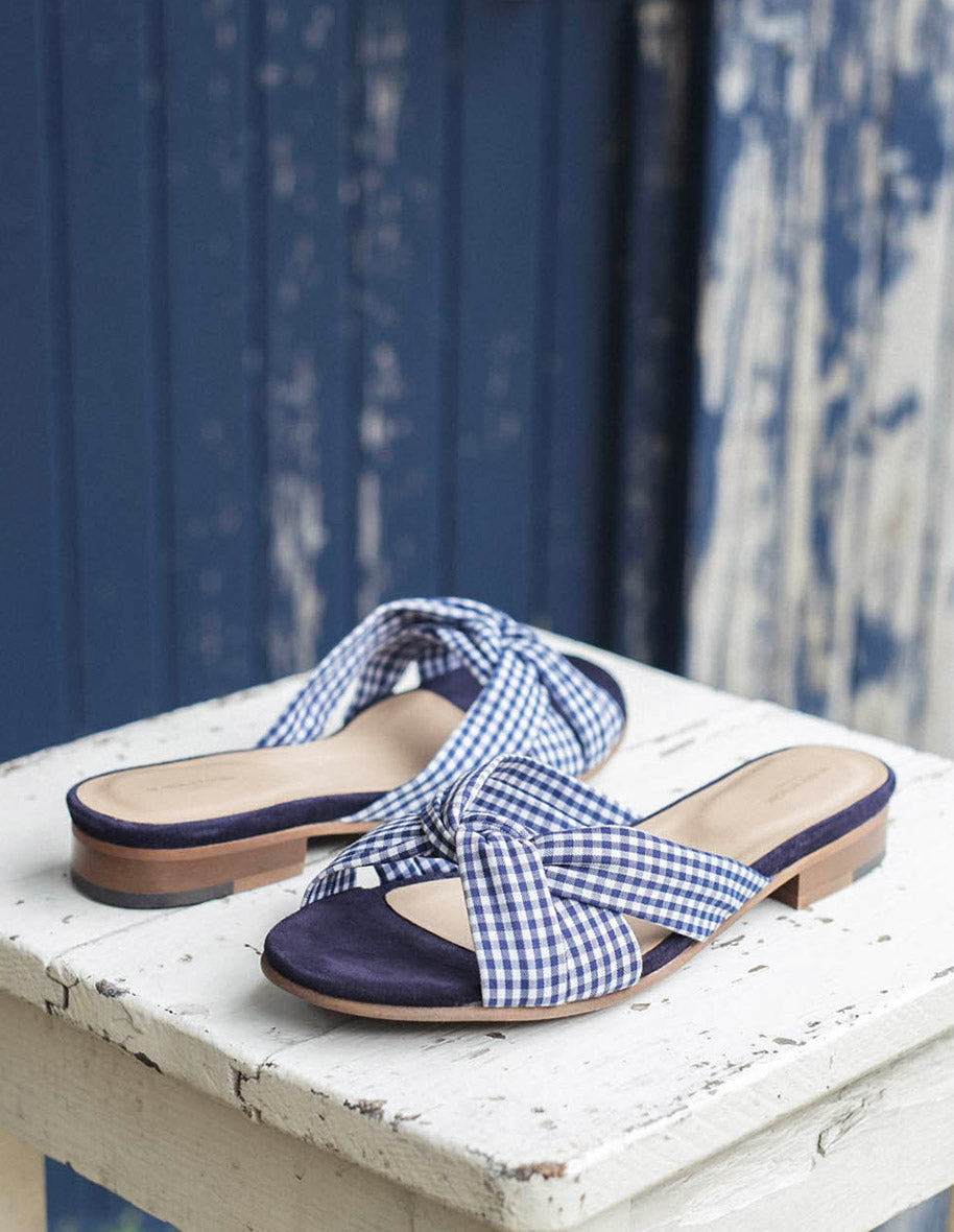 Antoinette sandals - Vichy Marine fabric