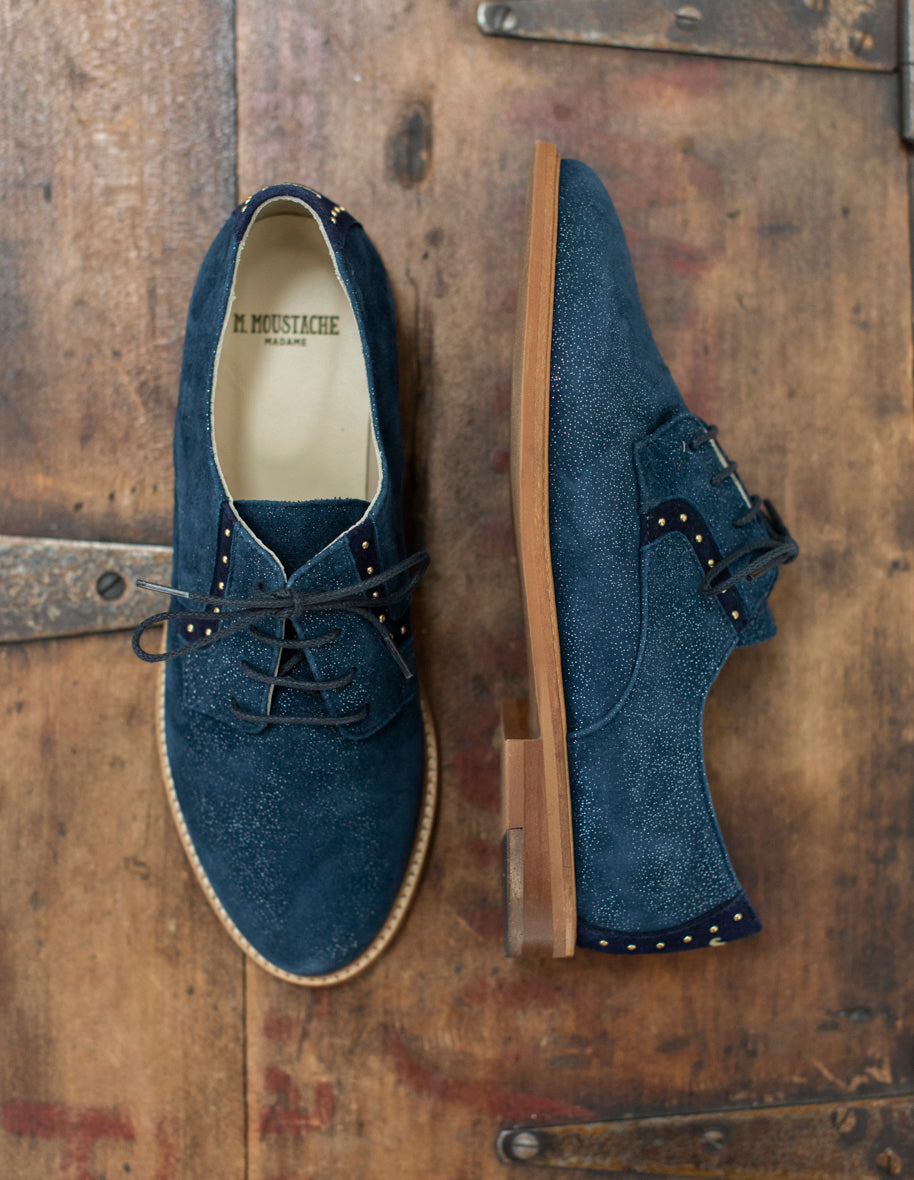 Derbies Laurette Suede marine paillete